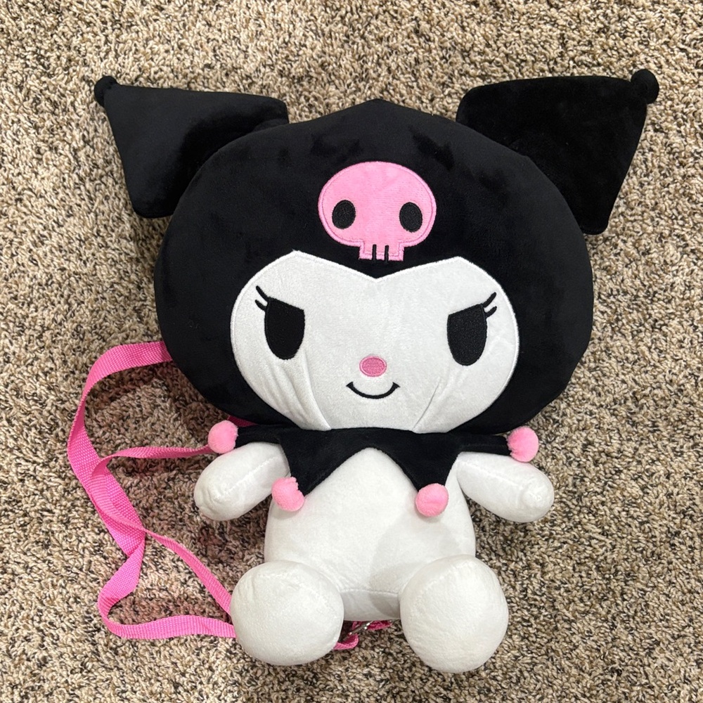 Plush Kuromi Backpack - Black and Pink